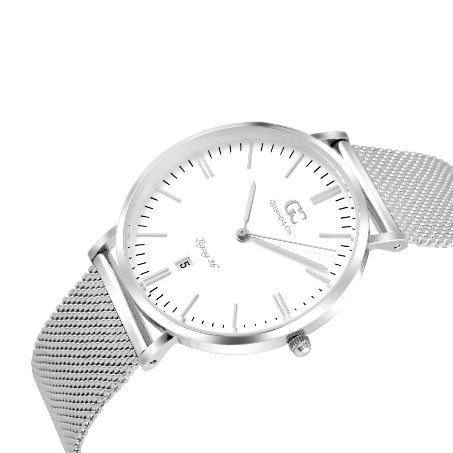 36mm Thames TL13621 White Silver Mesh Strap Women's Watch