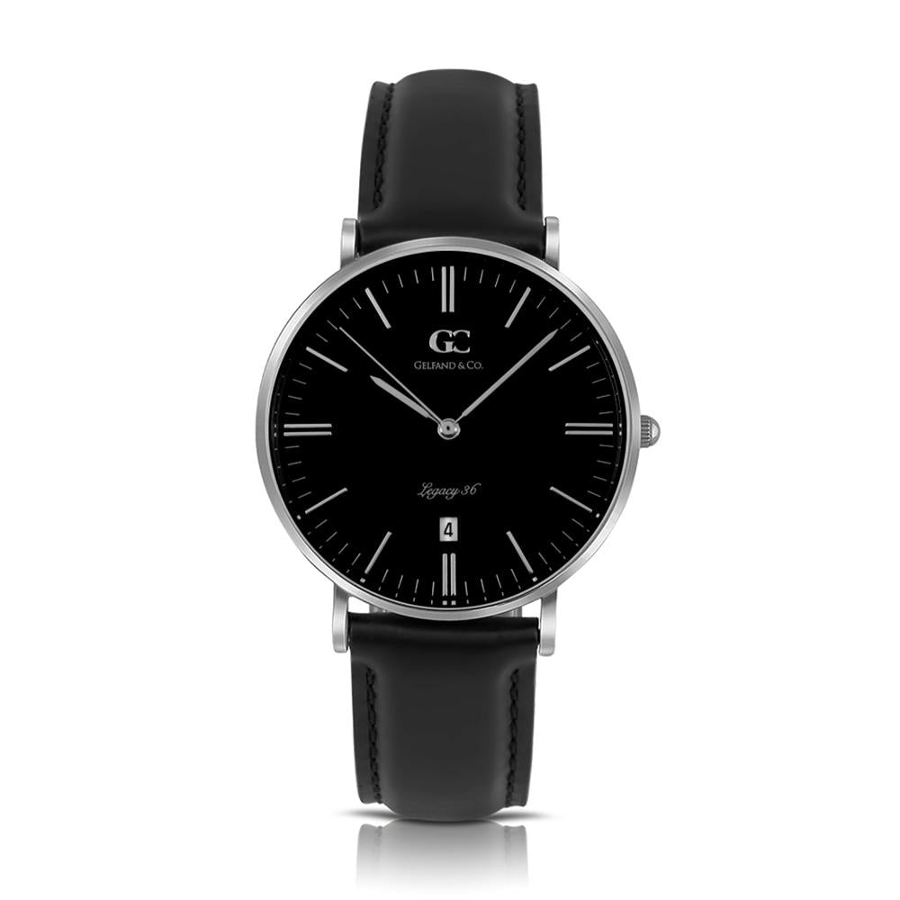 36mm Varick TL13661 Black Silver Black Leather Strap Women's Watch