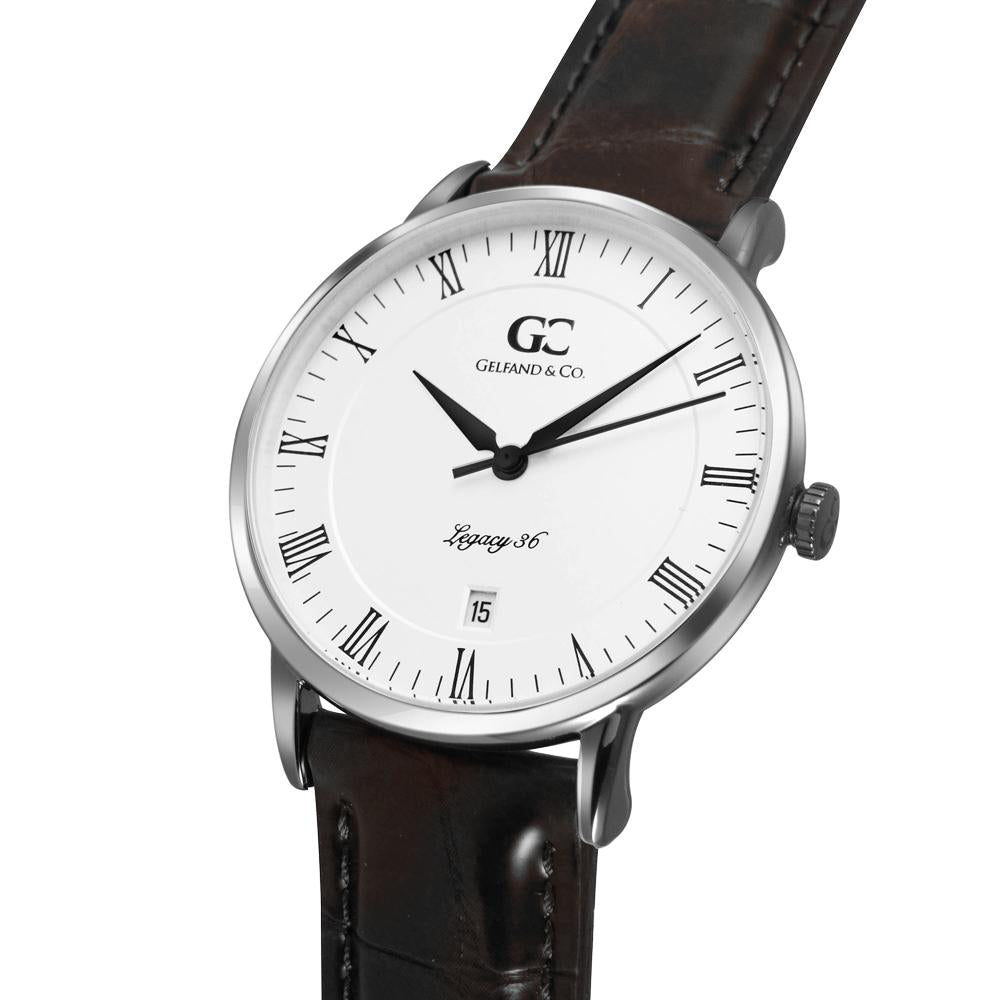 36mm Washington RN13611 White Silver Brown Crocodile Leather Women's Watch