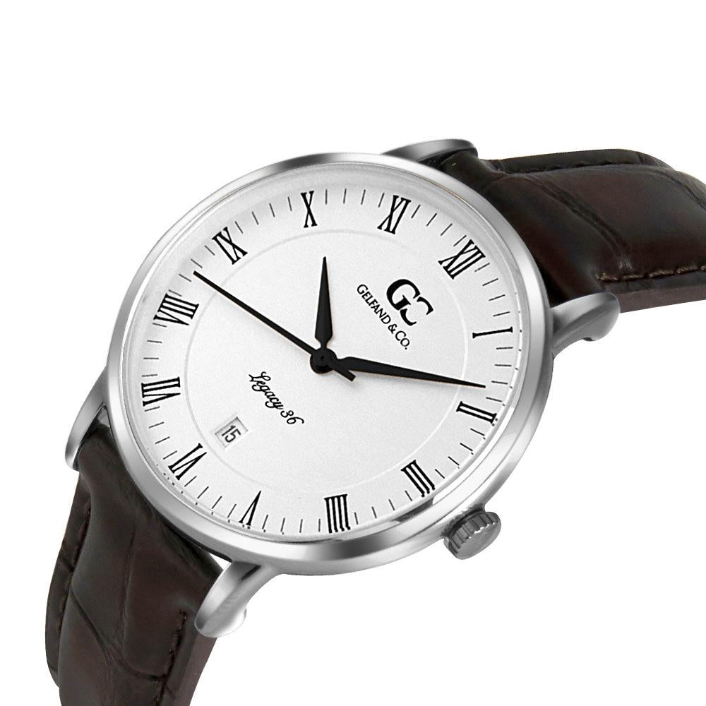 36mm Washington RN13611 White Silver Brown Crocodile Leather Women's Watch