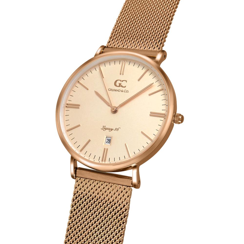 36mm Waverly TL13656 Peach Rose Gold Mesh Band Strap Women's Watch