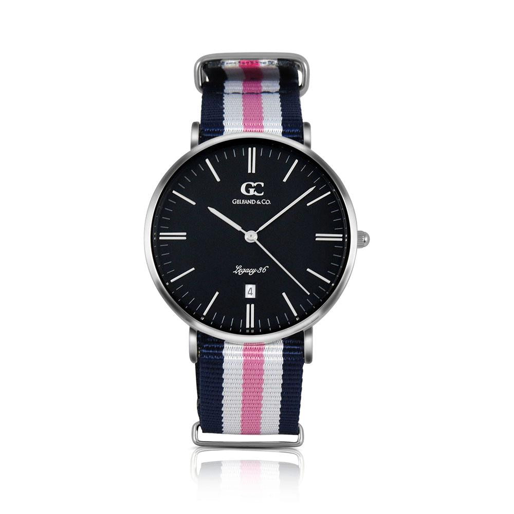 36mm York TL13669 Black Silver White Pink Navy Blue Nylon Nato Strap Band Women's Watch