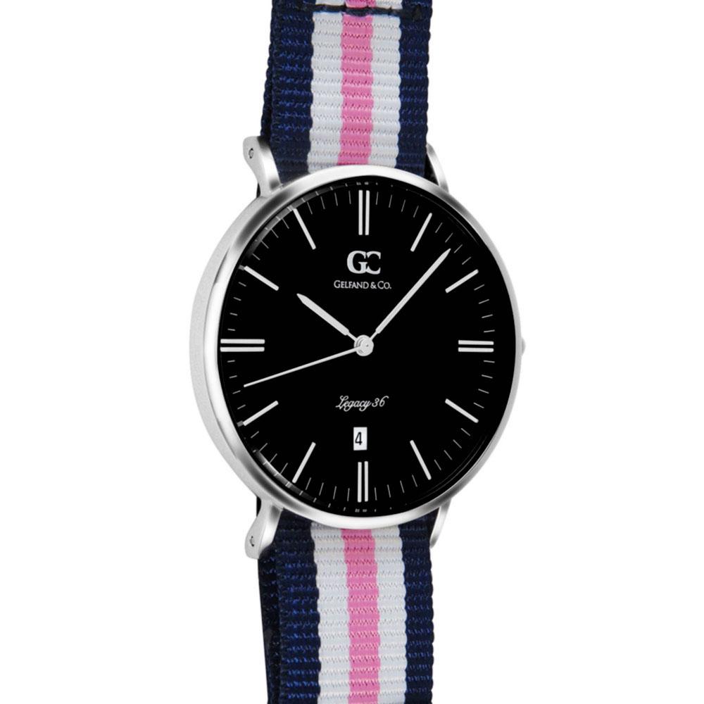 36mm York TL13669 Black Silver White Pink Navy Blue Nylon Nato Strap Band Women's Watch