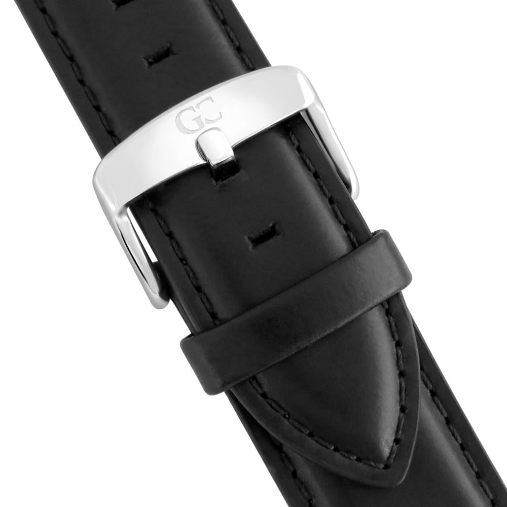 40mm Lafayette TL14036 Grey Metallic Silver Black Leather Strap Men's Watch