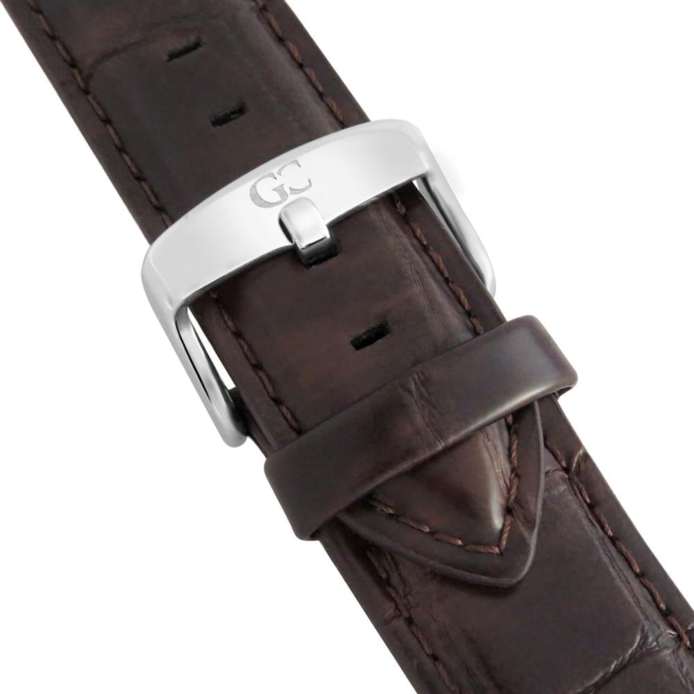 40mm Brookfield RN14011 White Silver Brown Crocodile Leather Men's Watch