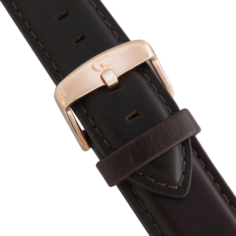 40mm Ludlow TL14010 White Rose Gold Dark Brown Leather Men's Watch