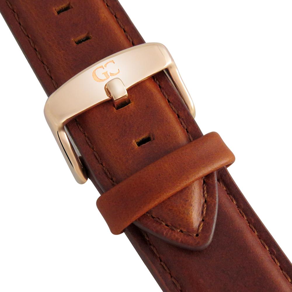 40mm Leroy RN14008 White Rose Gold Medium Brown Leather Men's Watch