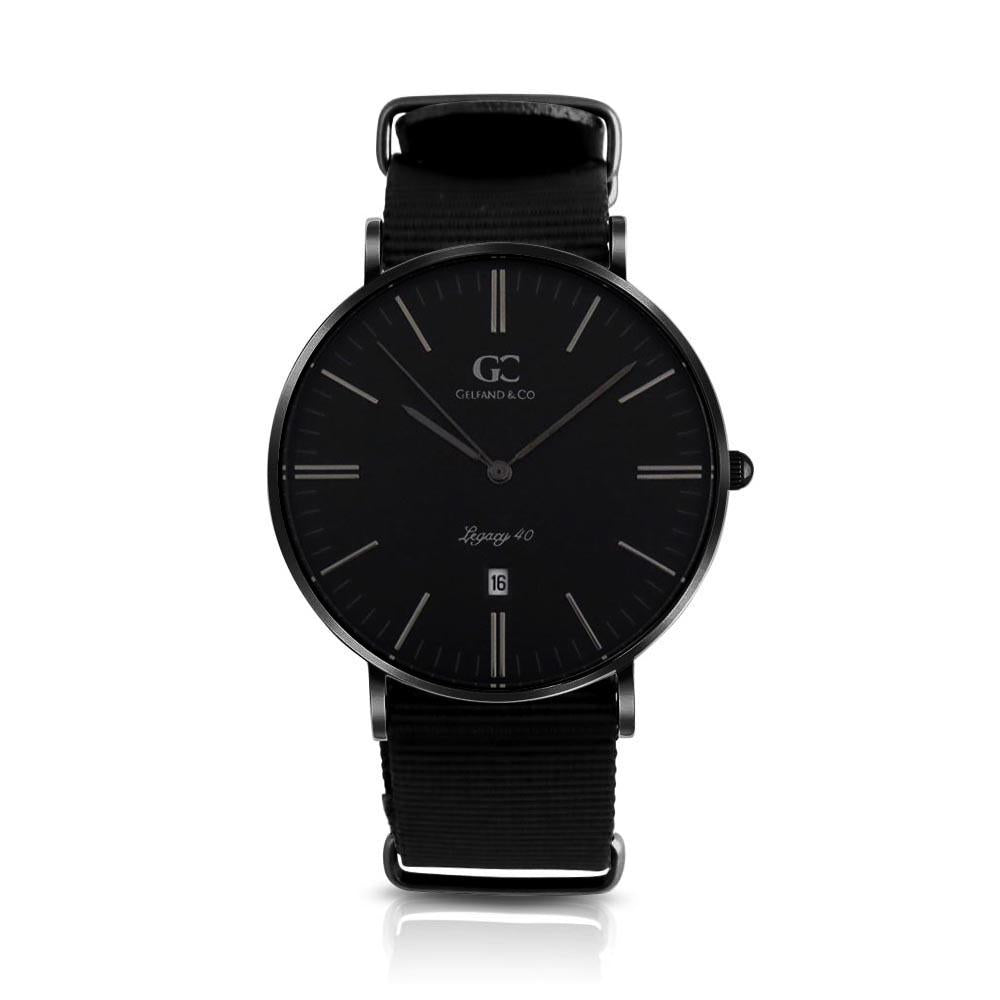 40mm Charlton TL14035 Black Black Black Nylon Nato Band Strap Men's Watch