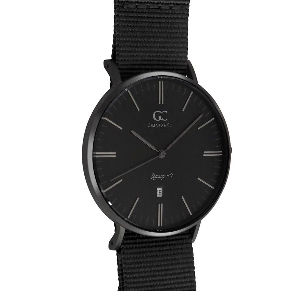 40mm Charlton TL14035 Black Black Black Nylon Nato Band Strap Men's Watch