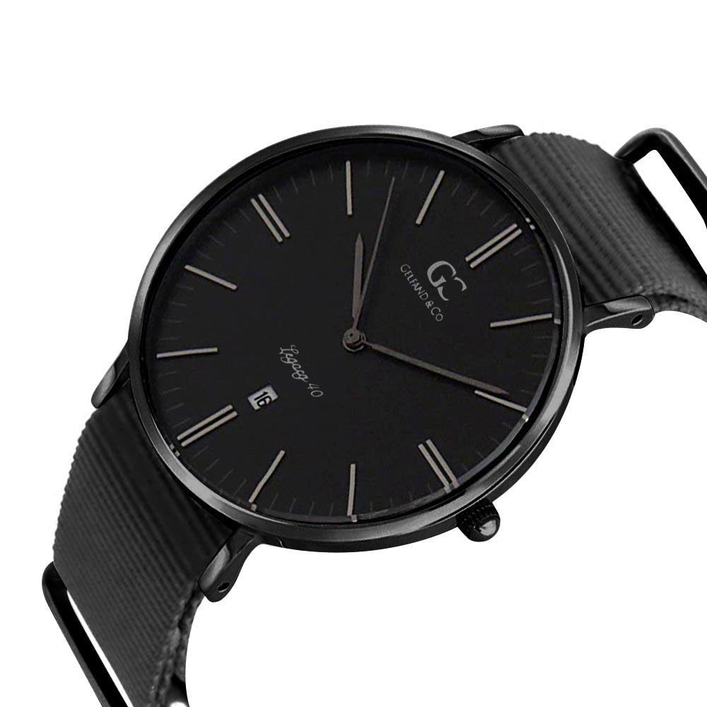 40mm Charlton TL14035 Black Black Black Nylon Nato Band Strap Men's Watch