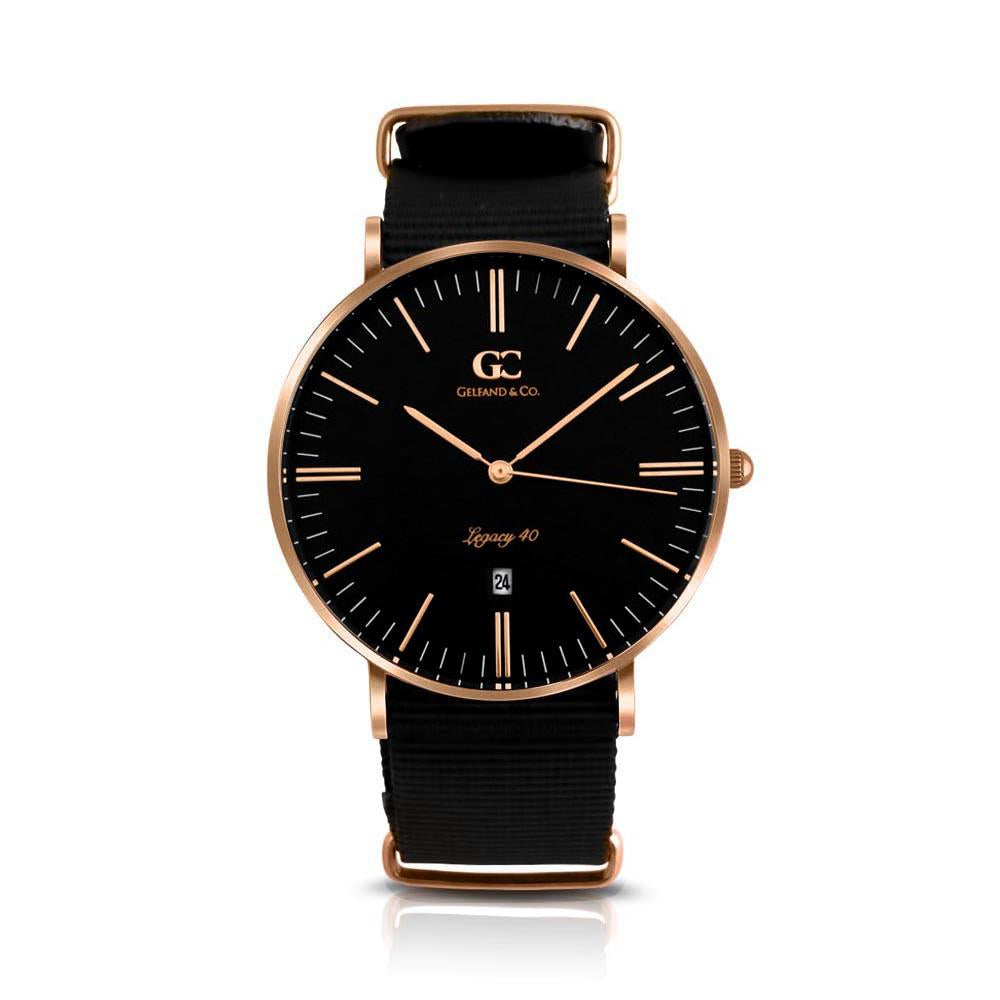 40mm Columbia TL14032 Black Rose Gold Black Nato Nylon Band Strap Men's Watch