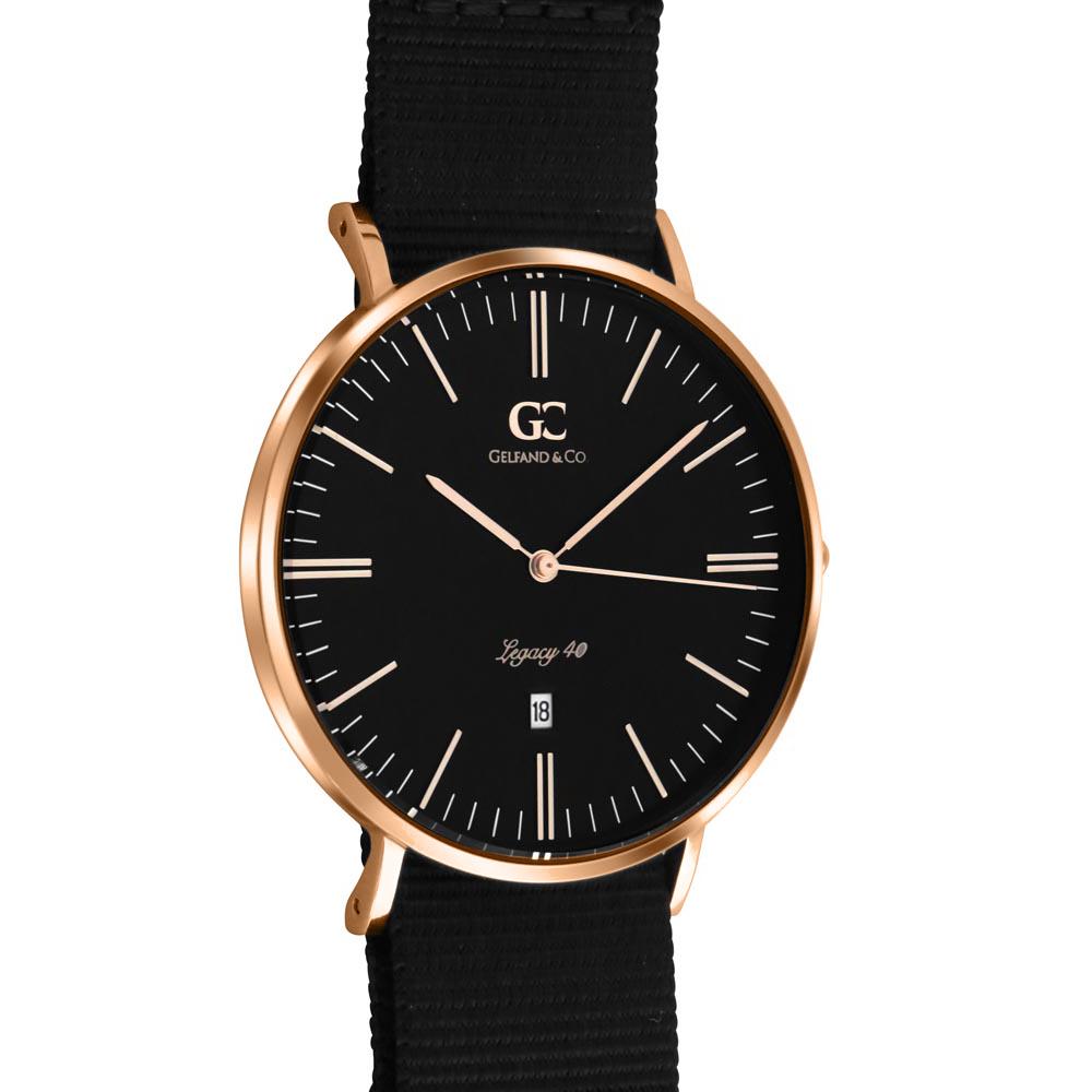 40mm Columbia TL14032 Black Rose Gold Black Nato Nylon Band Strap Men's Watch