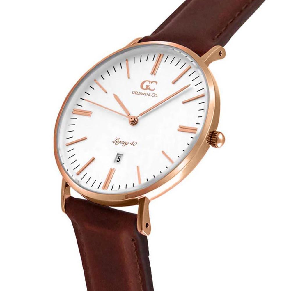 40mm Concord TL14008 White Rose Gold Medium Brown Leather Men's Watch