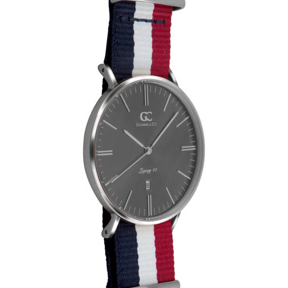 40mm Harrison TL14044 Grey Metallic Silver White Red Navy Blue Nylon Nato Band Strap Men's Watch