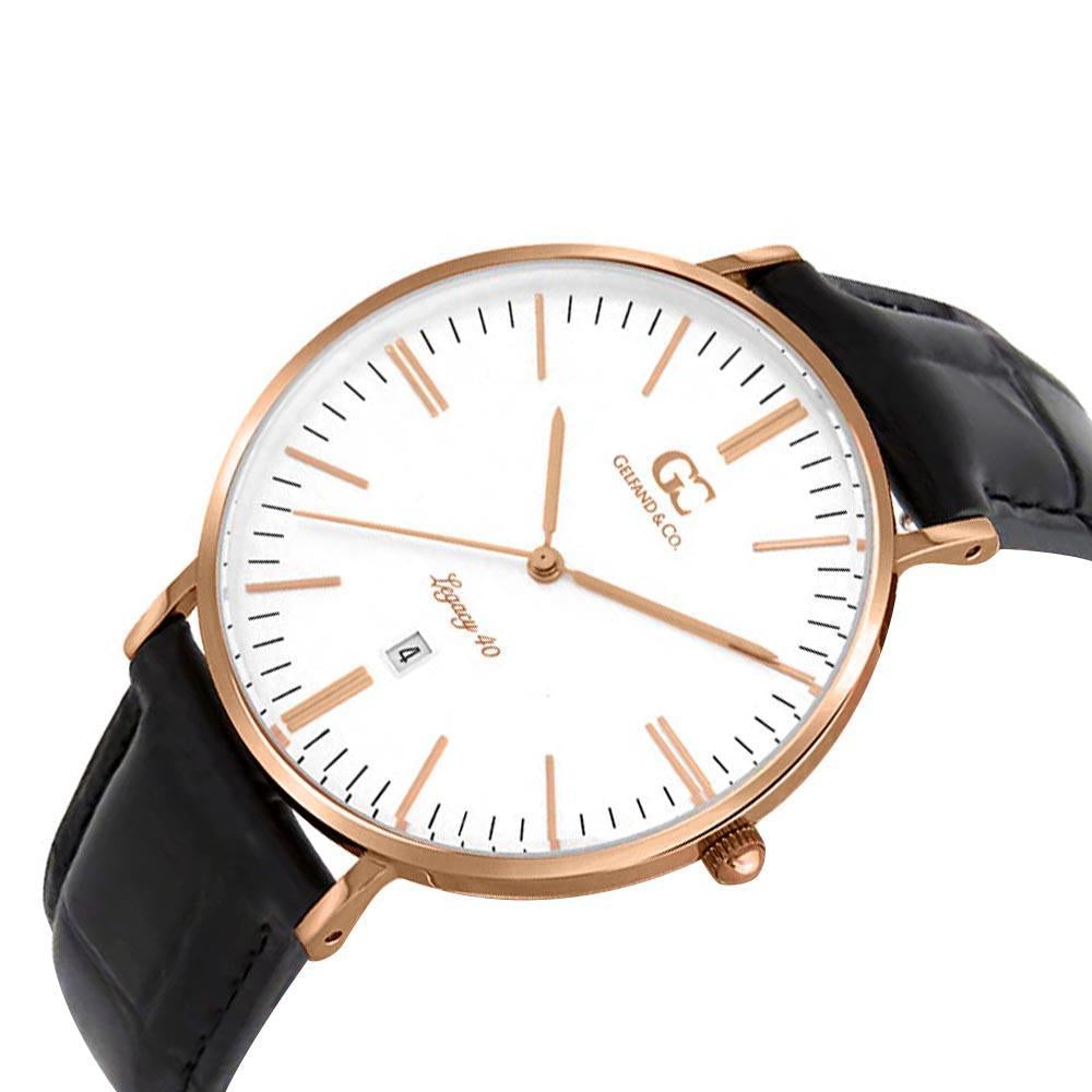 40mm Lexington TL14004 White Rose Gold Black Crocodile Leather Men's Watch