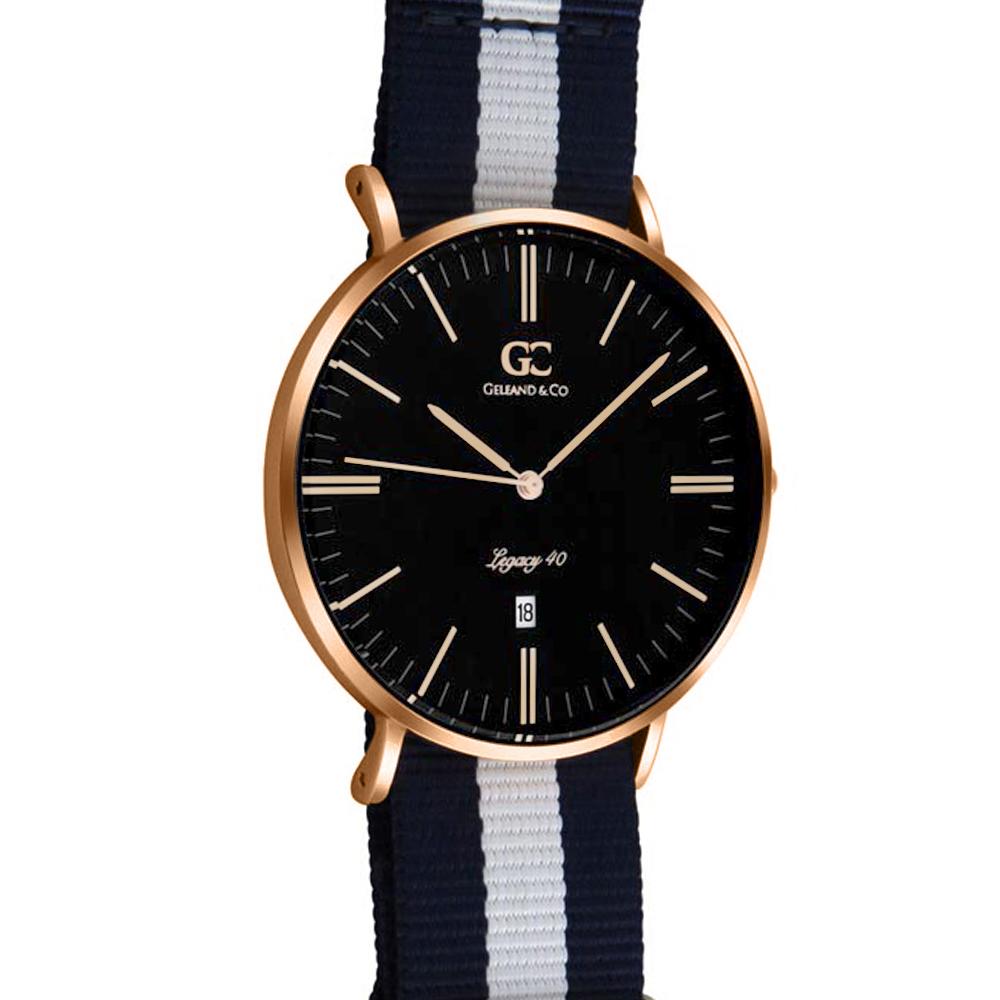 40mm Liberty TL14028 Black White Navy Blue Rose Gold Nato Nylon Band Strap Men's Watch