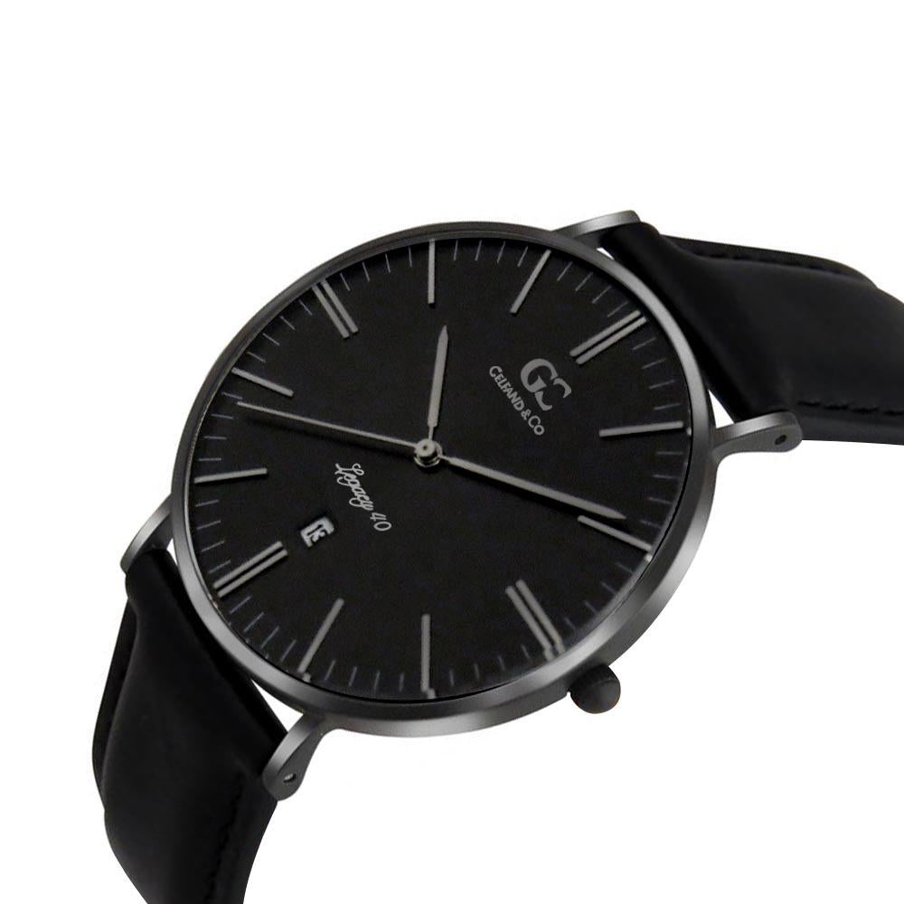 40mm Mercer TL14033 Black Black Black Leather Men's Watch