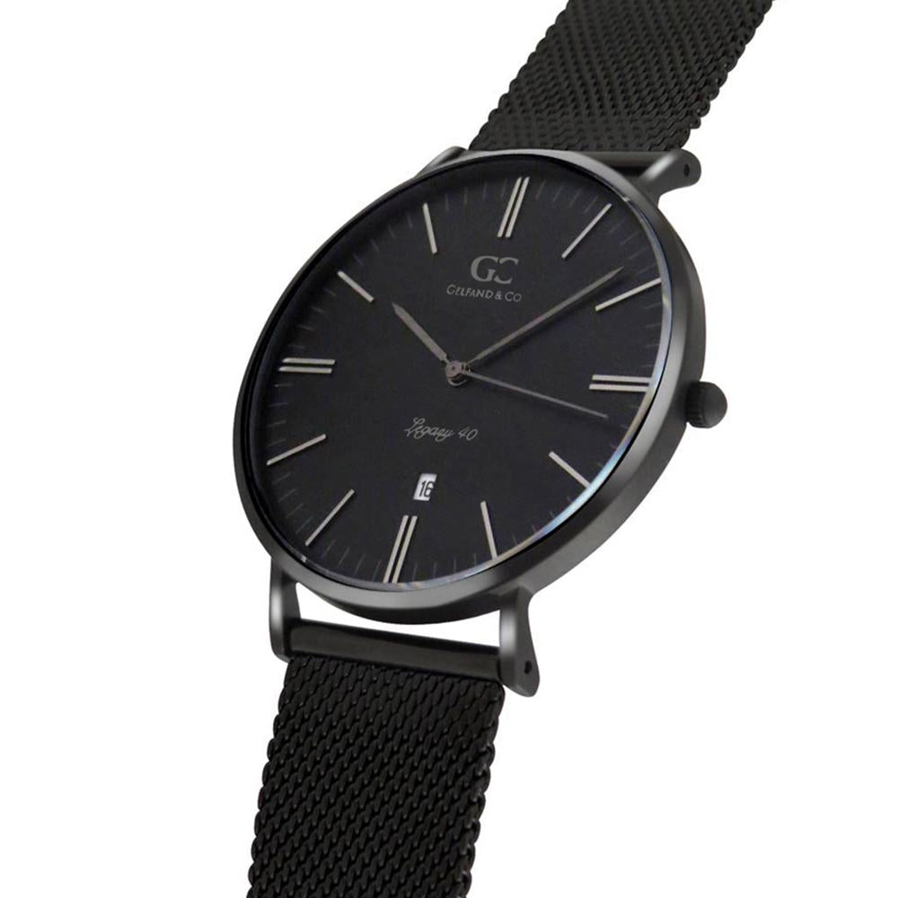 40mm Monroe TL14034 Black Black Black Mesh Strap Men's Watch