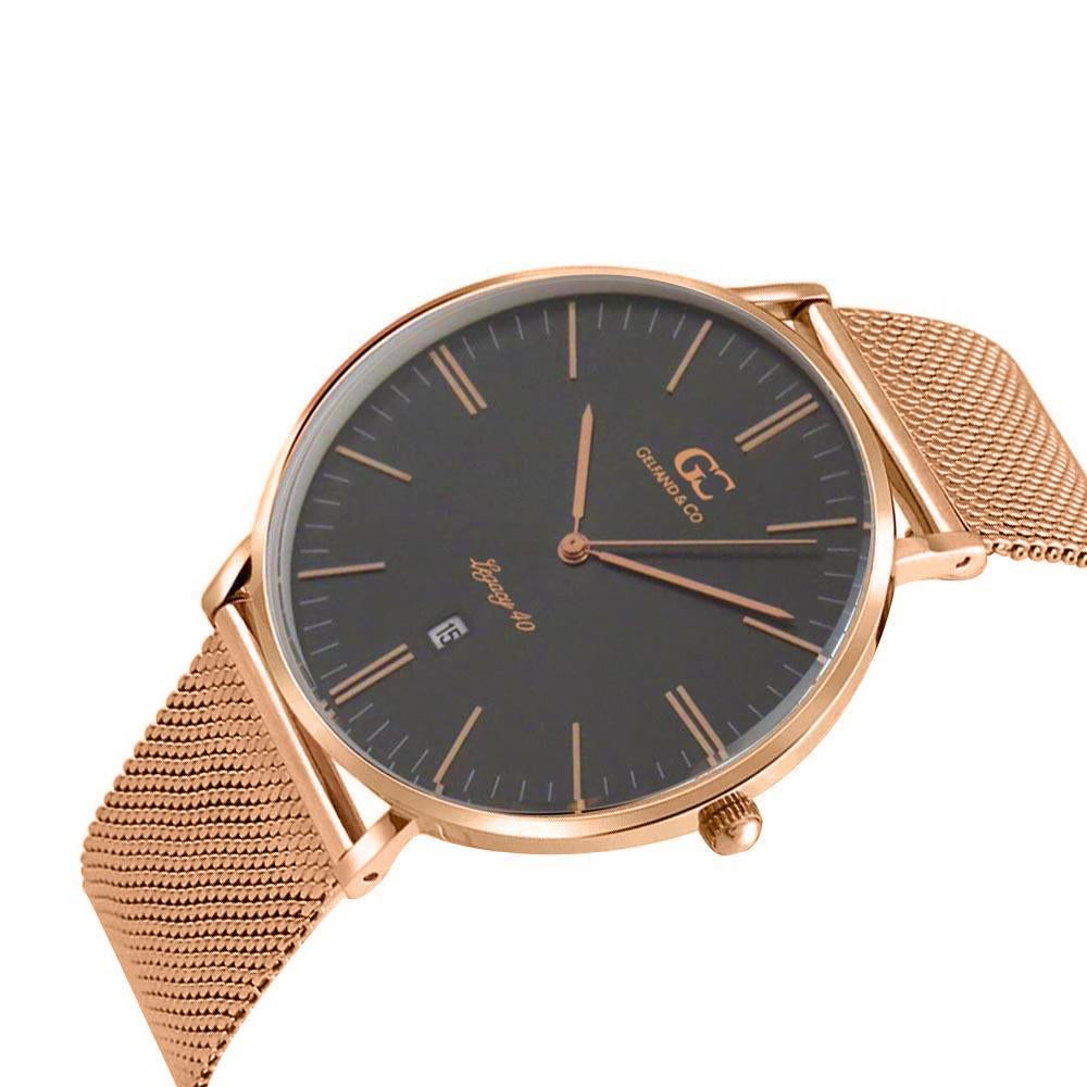 40mm Perry TL14041 Grey Metallic Rose Gold Mesh Strap Men's Watch