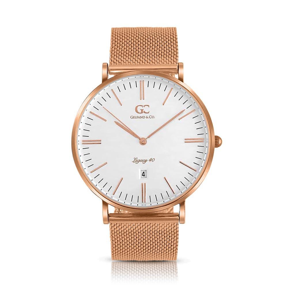 40mm Rivington TL14014 White Rose Gold Mesh Band Men's Watch