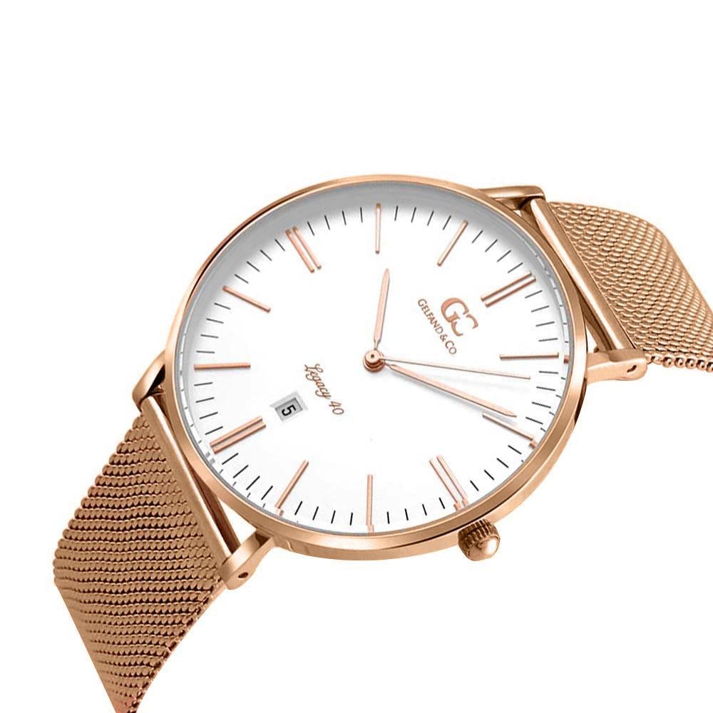 40mm Rivington TL14014 White Rose Gold Mesh Strap Band Men's Watch