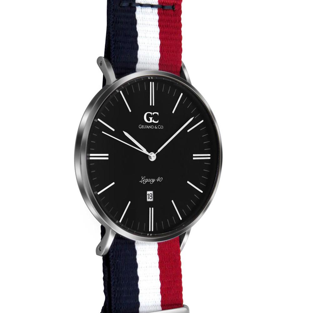 40mm Suffolk TL14029 Black White Red Navy Blue Silver Nato Nylon Band Strap Men's Watch