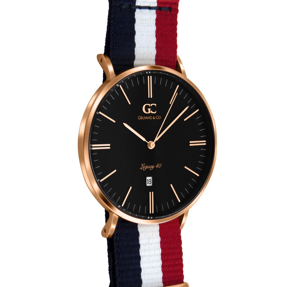 40mm Suffolk TL14030 Black White Red Navy Blue Rose Gold Nato Nylon Band Strap Men's Watch