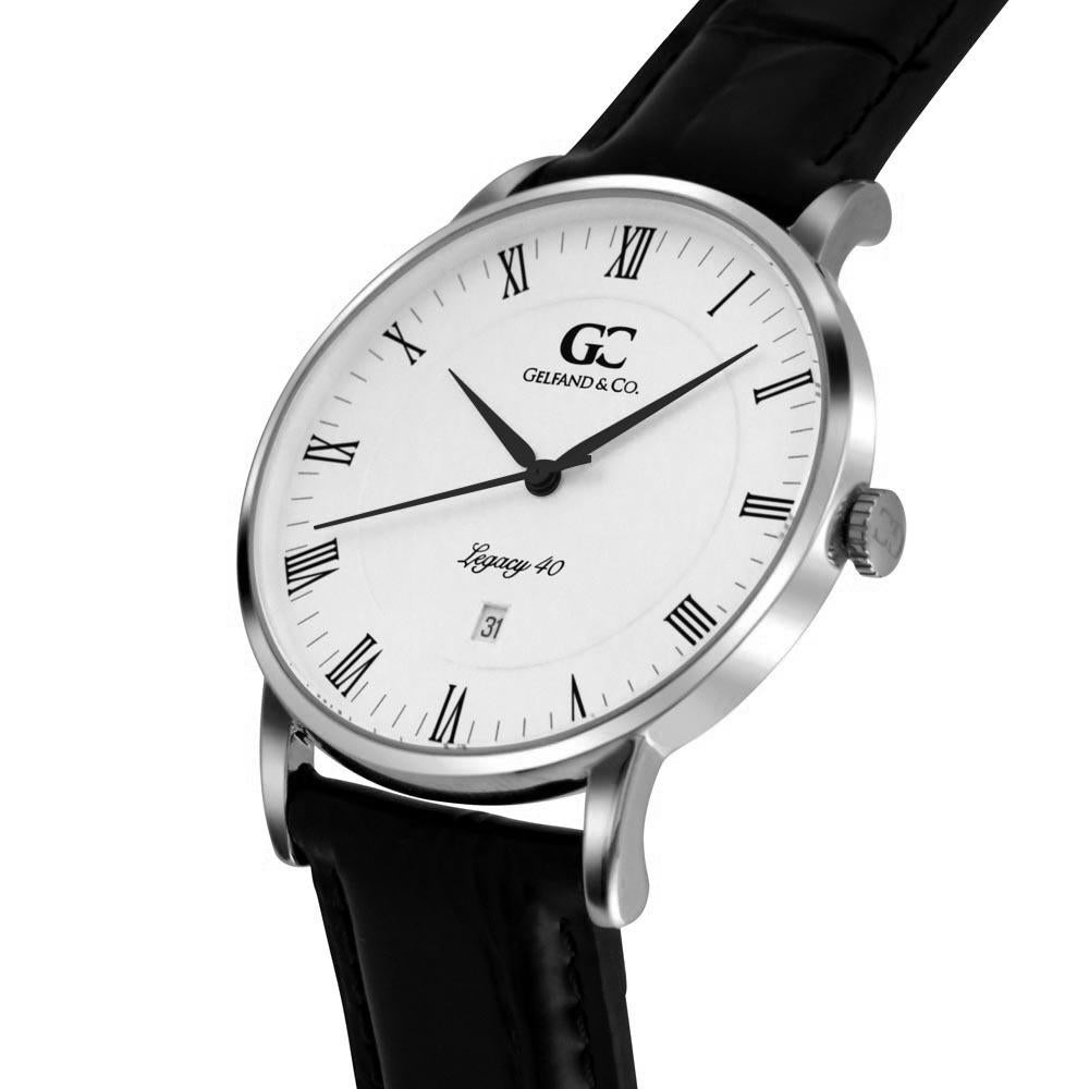 40mm Vandam RN14003 White Silver Black Crocodile Leather Men's Watch